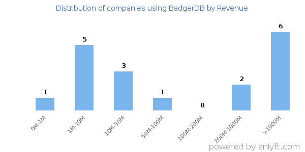 BadgerDB clients - distribution by company revenue