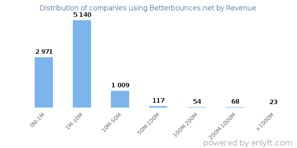Betterbounces.net clients - distribution by company revenue
