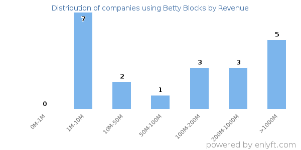 Betty Blocks clients - distribution by company revenue