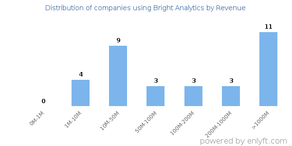 Bright Analytics clients - distribution by company revenue