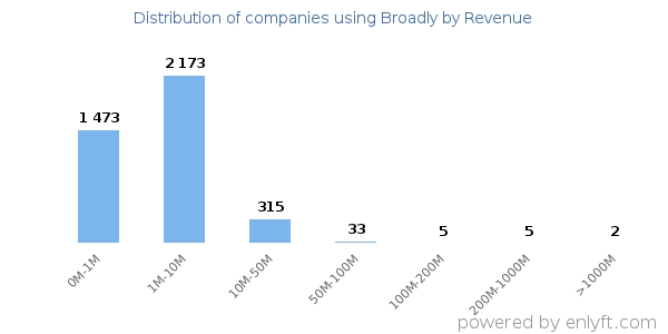 Broadly clients - distribution by company revenue