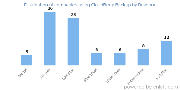 CloudBerry Backup clients - distribution by company revenue