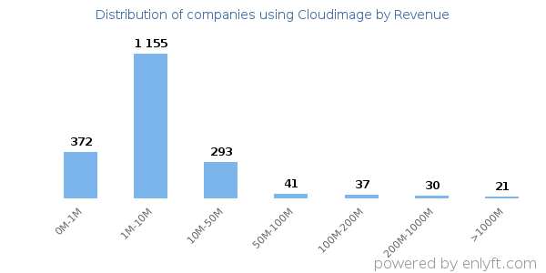 Cloudimage clients - distribution by company revenue