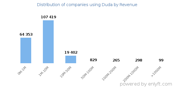 Duda clients - distribution by company revenue