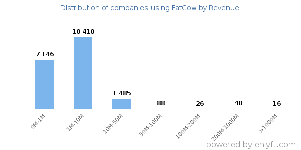 FatCow clients - distribution by company revenue