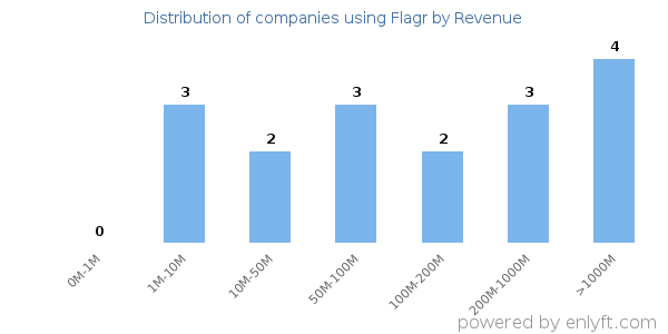 Flagr clients - distribution by company revenue