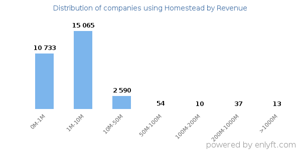 Homestead clients - distribution by company revenue