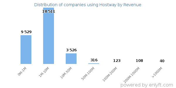 Hostway clients - distribution by company revenue