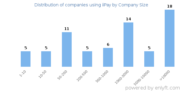 Companies using iiPay, by size (number of employees)