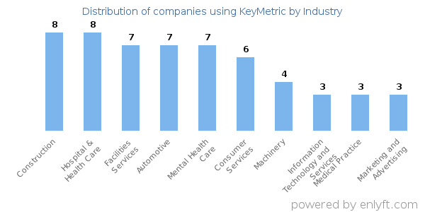 Companies using KeyMetric - Distribution by industry