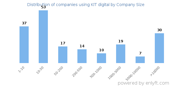Companies using KIT digital, by size (number of employees)