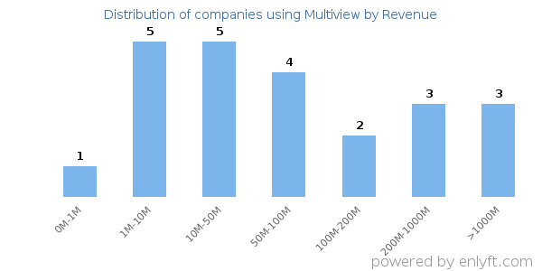 Multiview clients - distribution by company revenue