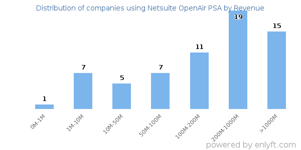 Netsuite OpenAir PSA clients - distribution by company revenue