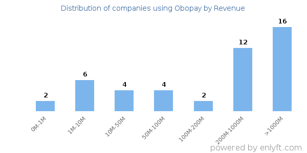 Obopay clients - distribution by company revenue