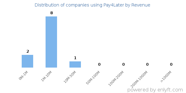 Pay4Later clients - distribution by company revenue
