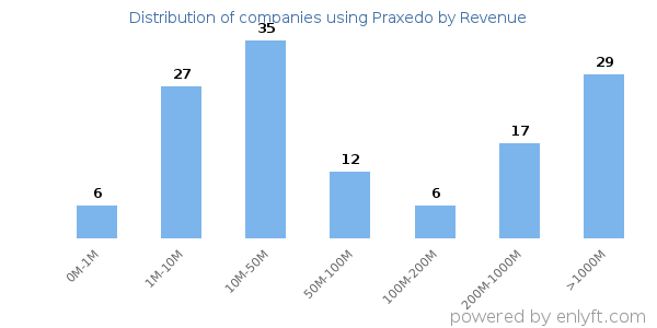 Praxedo clients - distribution by company revenue