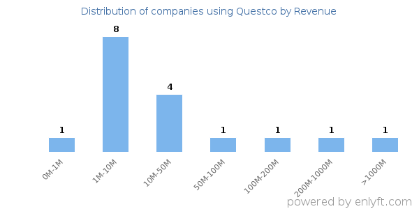 Questco clients - distribution by company revenue