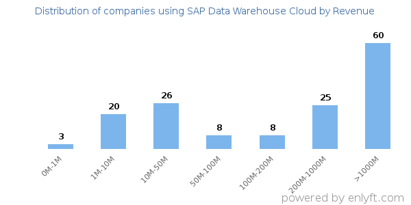 SAP Data Warehouse Cloud clients - distribution by company revenue