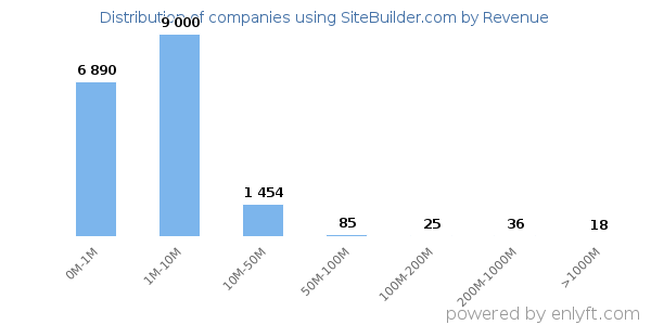 SiteBuilder.com clients - distribution by company revenue