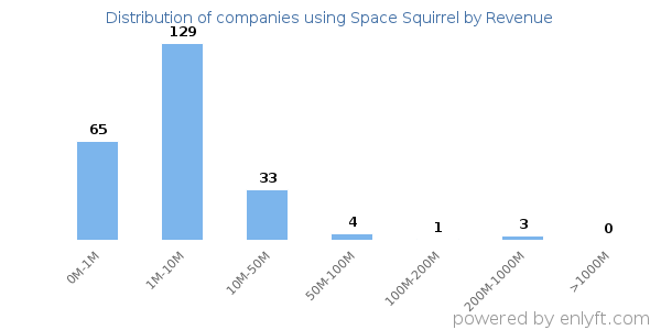 Space Squirrel clients - distribution by company revenue