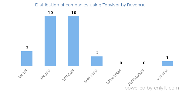 Topvisor clients - distribution by company revenue