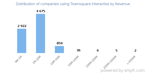 Townsquare Interactive clients - distribution by company revenue