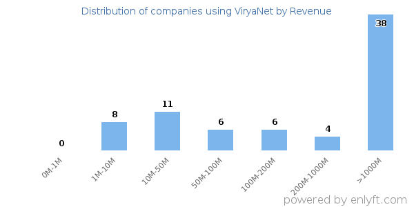 ViryaNet clients - distribution by company revenue