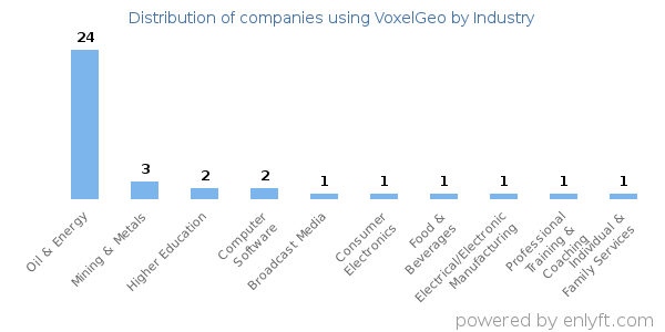 Companies using VoxelGeo - Distribution by industry