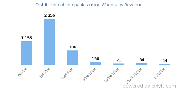 Woopra clients - distribution by company revenue